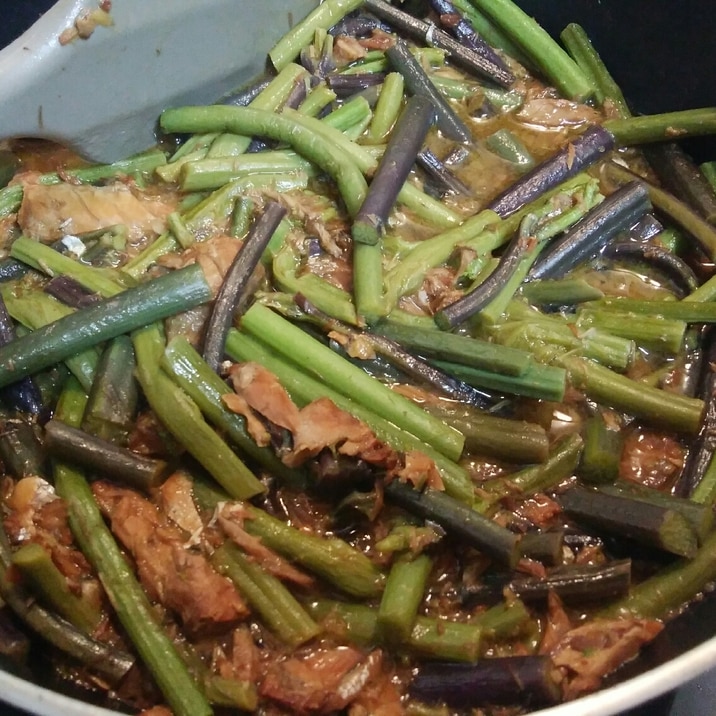 味噌サバ缶で簡単!美味い!ワラビ煮
